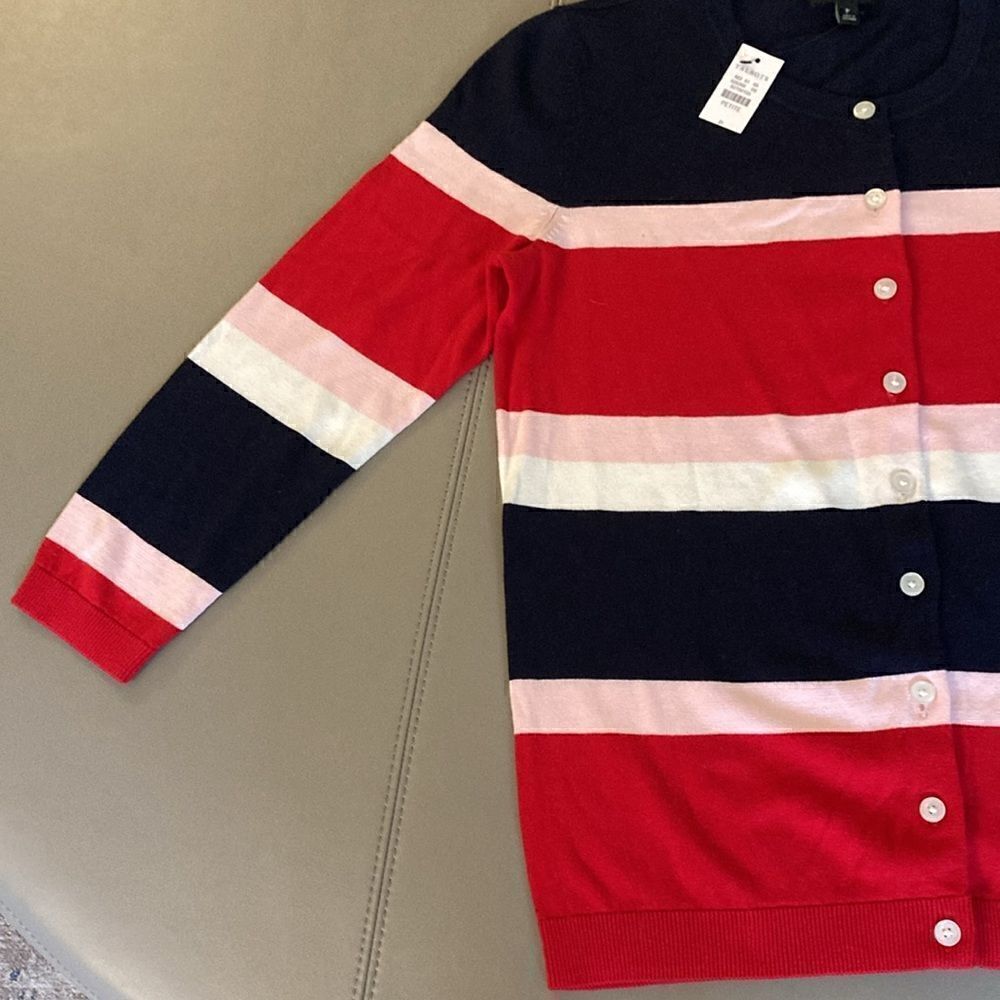 Talbots NWT Woman’s Cotton/ Rayon Striped Cardigan with 3/4 Sleeve. Size XS. - Picture 3 of 8